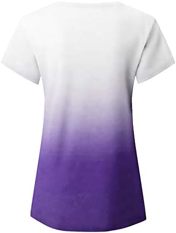 Tops de verão feminino 2023 Casual Casual Manga curta V camisetas de pescoço camisetas gradiente camisetas fofas de tendência