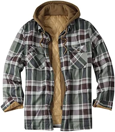 Camisetas xadrez xadrez beuu para masculino, inverno com algodão quente e com capuz com capuz com zíper solto casual checked