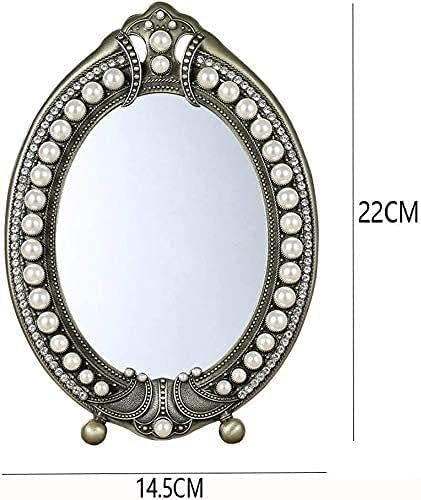 Espelho de maquiagem espelho de maquiagem de espelho da vaidade de Zhengyyuu, espelho de desktop de metal de estilo