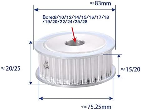 Polléias de cinto com tempo de ljianing 48 dentes Htd5m Polia síncrona de cronometra Bore 8/10/2011/11/16/16/17/18/19/20/20/22/220/28mm