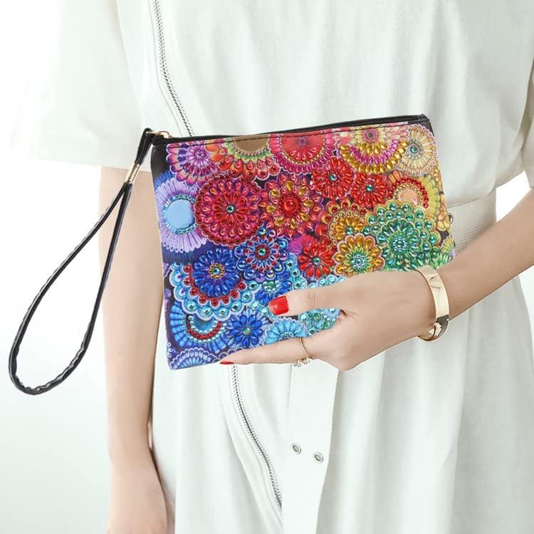 QIDS 5D DIY Diamante Pintura de bolsas e carteiras bolsas Diâmetro kits de arte para adultos pinturas artesanais de couro para