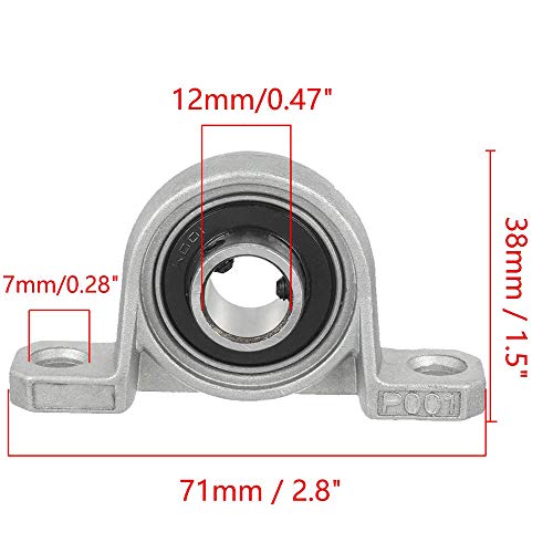 BEILAY 2PCS VERTICAL KP001 3D PEÇAS DE IMPRESSORA HORIZONTAL 12mm Diâmetro Alojamento de zinco Rolamento de travesseiro