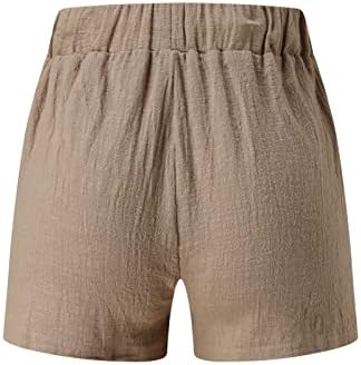 Button shorts casuais algodão alto coforty wist women flowy verão com bolsos shorts femininos de linho