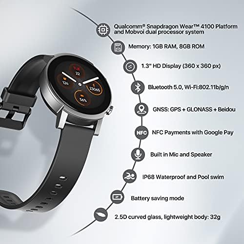 Ticwatch e3 relógio inteligente wear os by google para homens mulheres mais 20 mm de largura silicone watch bands