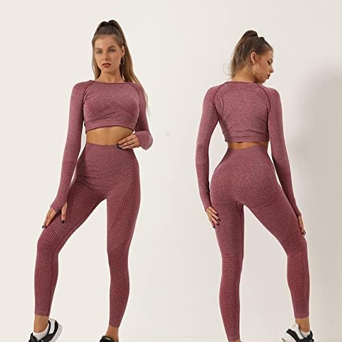 WPYYI 5PCS Mulheres perfeitas de ioga Conjunto de exercícios Sportswear Sportswear Gym Cloth Fitness Manga Long Crop Top High Way