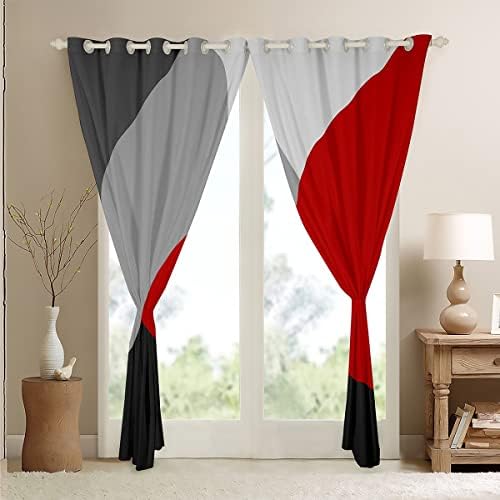 Cortinas de preto preto cinza preto 52 wx96 l retalhos de retalhos cortinas e cortinas geométricas para crianças meninos meninas, cortinas