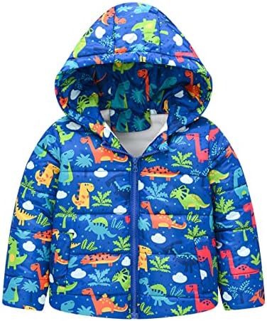 Criança meninos meninos meninas meninas inverno arco -íris cartoon dinossauros casaco casaco com capuz de espessura