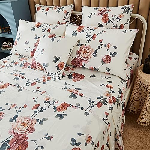 Fadfay folhas definidas king shabby bege de cama floral elegante folhas de peônia definir coleções de cama de flores vintage macio