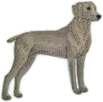 Incrível retratos de cães personalizados [Weimaraner] Ferro bordado ON/CAW Patch [5. X 4.8] Feito nos EUA]
