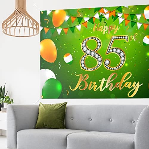 Feliz aniversário de 85 anos decoração de bandeira verde - Glitter aplays a 85 anos de festa de festa de aniversário decorações