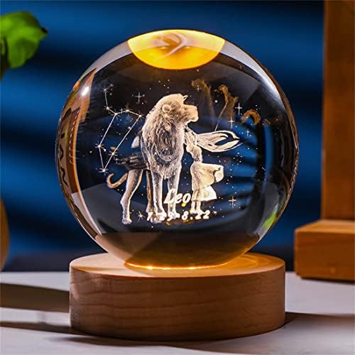 3D Constellation Crystal Ball 60mm 80mm Cristal Paper Town Global Glass Feng Shui com base USB 12 Signo do zodíaco estátua escultura