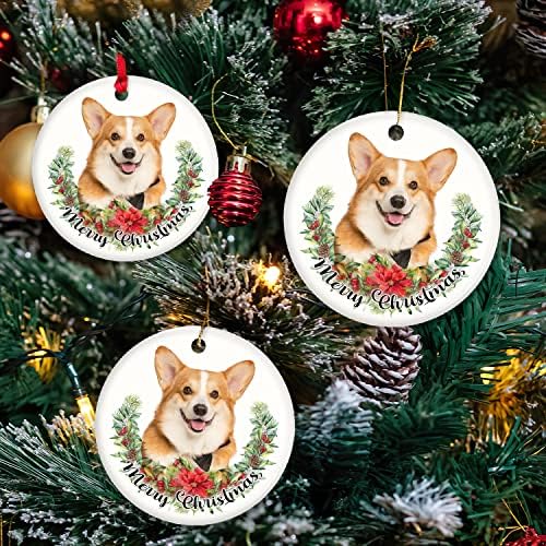 Presentes de amantes de Corgi para mulheres, ornamentos de cães para árvore de Natal, presentes para amantes de cães Presentes, decorações de árvores de Natal, ornamentos de cerâmica corgi