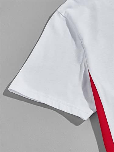 Roupa de bloco de cores de 2 peças de gorglitter masculina de manga curta e camiseta e bolsos de cordão