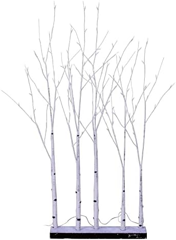 Vickerman 4 'Birch White Twig Tree Grove, Luzes LED de 3 mm de largura brancas de 3 mm, conjunto de 5 peças.