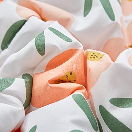 4 peças garotas brancas de cama de criança conjunto de roupas floral laranja - inclui edredom de flores acolchoadas adoráveis, folha de folha de xadrez verde, folha superior e barra de travesseiro para cama de meninas