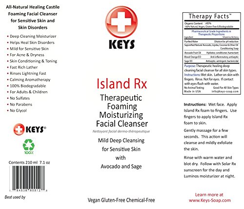 Keys Island Rx Cleanser facial de espuma terapêutica, 8 onças fluidas