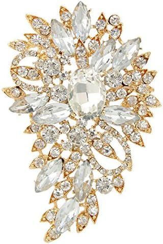 Faith Faith Women's Austrian Crystal Wedding Flowle Leaf Bouquet Broche