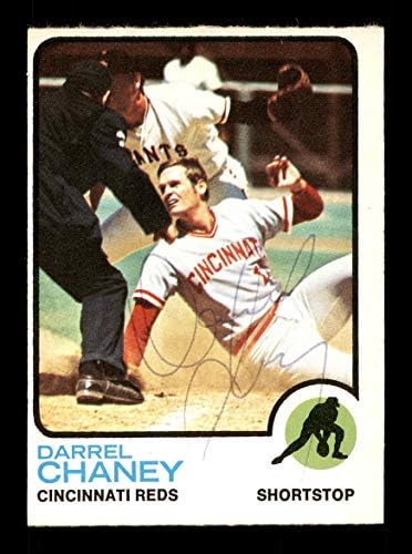 Darrel Chaney autografou 1973 O-Pee-Chee Card 507 Cincinnati Reds SKU 169285-Baseball recortado cartões autografados