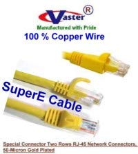 Super E Cable SKU -20979 - Amarelo - 15 pés - UTP CAT.6 Cabo Ethernet Patch - Puro Cobper - UL CSA