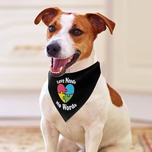 Autismo Heart Love Dog Bandana Triangle Sconhas Printing Bibs Double reversível lenço de lenço para animais de estimação