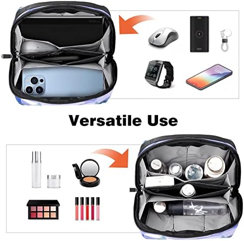 Organizador de eletrônicos, bolsa de cosméticos, organizador de viagens eletrônicas, bolsa de tecnologia, padrão de azul