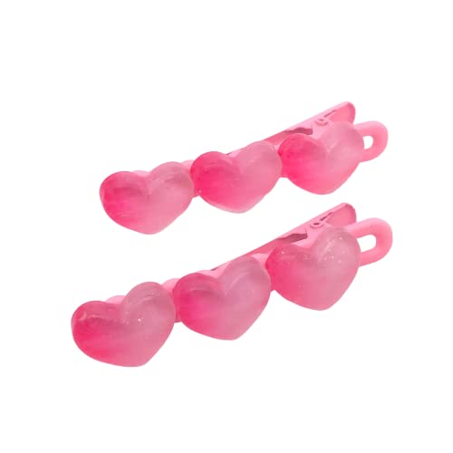 2pcs amo corações clipes de cabelo para mulheres garotas de cabelo lateral simples barrettes de pato bill hair acessórios gradiente rosa
