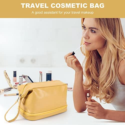 Bolsa de viagem cosmética, bolsa cosmética de dupla camada, bolsa de maquiagem grande, bolsa de maquiagem de viagem, sacola de maquiagem,