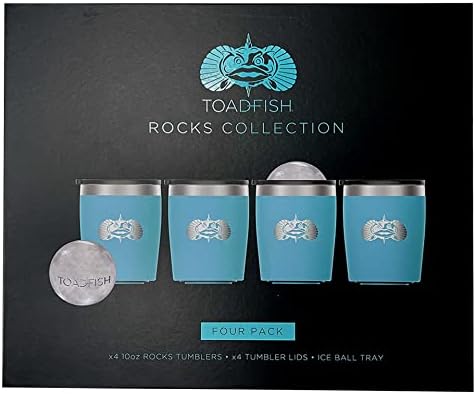 Toadfishfish sem girar 10 onças de parede dupla isolada rochas de aço inoxidável Tumbler Conjunto de presentes de 4 pacotes com