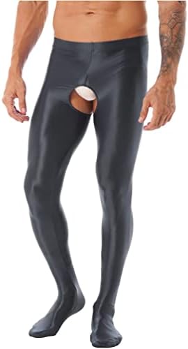 Jhaoyu Men's Glighty Yoga Skinny Pants semi-transmissora Treperas de compressão Hold Out Hollow Out Leggings