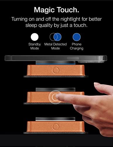 Vogduo 3 em 1 suporte de carregamento magnético sem fio - estação de dock de carregador de 15w com cabos de extensão de couro genuíno de 6 pés de extensão NightlightLing para iPhone, AirPods, Apple Watch
