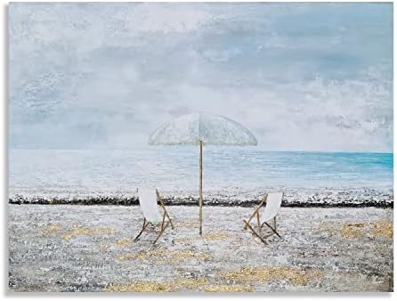 Galleriewalla Beach tema Arte da parede - cadeira de guarda -chuva Sun na pintura de arte de areia