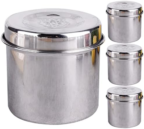 Sherchpry Home Essentials 4pcs Recipientes de alimentos de aço inoxidável com tampas de metal bento cantina recipientes de contêineres