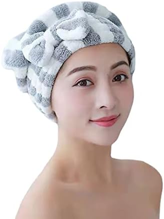 Dbylxmn microfibra de cabelo seco toalha bandana com tampa de chá de chuveiro laço Capace de chuveiro para mulheres com presentes de cabelo encaracolado e molhado rotina de cuidados com a pele