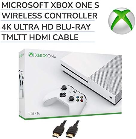 2020 Premium Microsoft Xbox One S 1 TB Console com controlador sem fio Xbox One, Robot White, 4K Ultra HD Blu-ray, streaming
