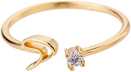 Ringos grossos Pacote de ouro Gold personalizado Strass personalizado 26 Jóias iniciais de jóias de jóias personalizadas letra inicial anel aberto com diamante anel de strass para mulheres anéis tamanho 4