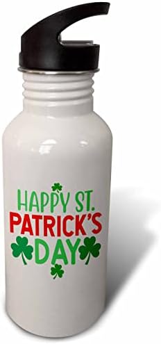 3drose Happy St Patricks Day Slogan Green Shamrocks, 3dramm - Garrafas de água
