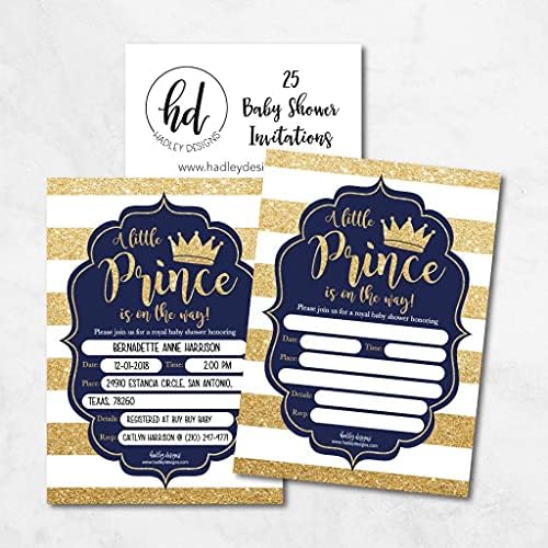 25 Little Prince Baby Shower Invitations, 25 Solicitação de livro Livro de convidados do chá de bebê Alternativa, 25 bilhetes de sorteio para chá de bebê para chá de bebê, marinho fofo e ouro escreva em cartões de sorteio de fraldas