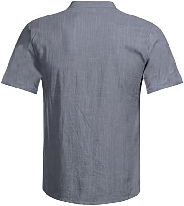 Blusa casual de algodão masculina Hawaiian Men Camista de linho solta blusa de manga curta camiseta com camisa de esporte de bolso