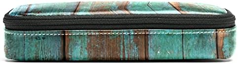 Painéis de madeira de madeira antigos Grunge Saco de capa de couro com zíper com zíper Double Bolsa de armazenamento para o