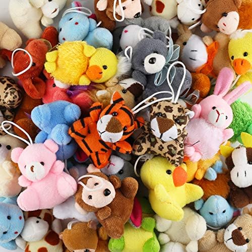 32 peças mini conjunto de brinquedos de animais de pelúcia, cofto de pequenos animais de pelúcia decoração de chaveiro