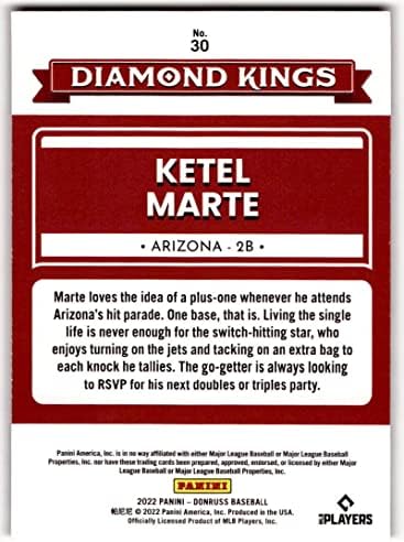 2022 Donruss Holo Red 30 Ketel Marte Diamond Kings Ex/Nm Diamondbacks