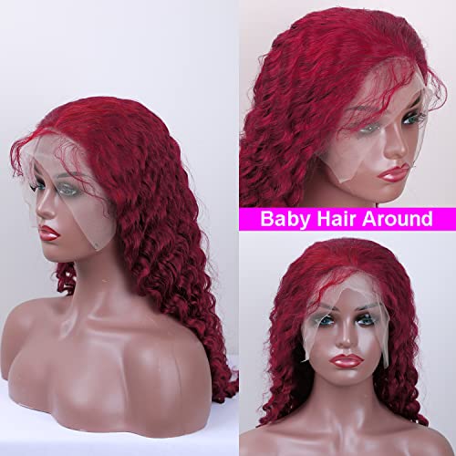 Zomgurd 32 polegadas 99J Deep Wave Lace Front Wigs Wigs Humanos para Mulheres Negras 180% Densidade 13x4 Perucas de Glueless Cabelo Humano Pré -Esquinhado com Cabelo de Baby 10a Water Water Lace Front Wigs dianteiro