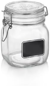 Jar Clear Bormiolio Rocco com quadro -negro, 25,3 oz