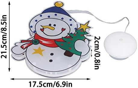 Decorações de janelas iluminadas de Natal PLPLAAOO, Luz de Janelas de Snowman de Natal, Boneco de neve LED de Battery LED pendurado com Copa de Tertção para a Árvore de Natal, Decoração de Festa