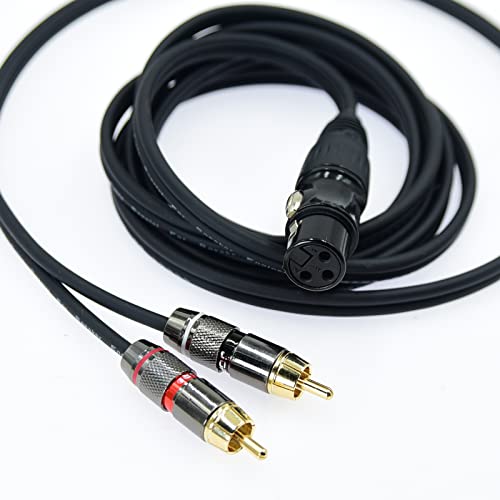 15 pés xlr fêmea a 2 plugue rcA y divisor 1 xlr 3 pinos a dupla RCA Sceleo Patch Candimento de áudio Fono Interconect Duplicador Duplicador de chumbo Adaptador Card de som eq Microfone 2 x Uncalanced