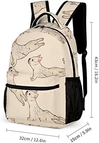 Bulldog French Yoga Backpack Laptop Back Pack Imprime Bolsa de ombro Daypack unissex
