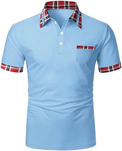 Camisas de verão para homens masculino Spring Summer Summer Botão de manga curta Top xadrez de lapela de lapela camisetas pesadas t camisetas para homens