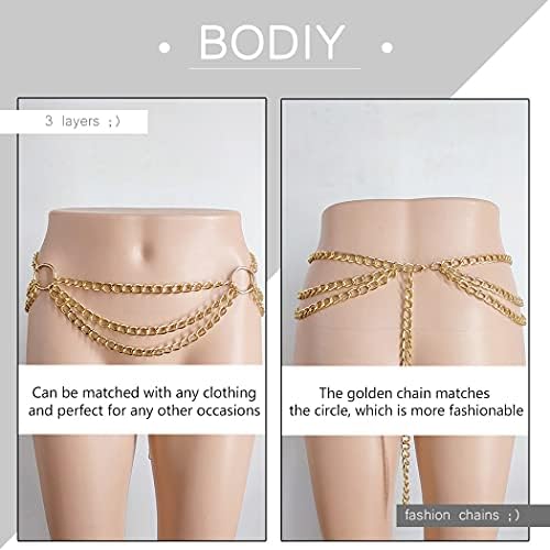 Bodiy Camada da cintura da cintura Corrente de correia dourada Correios corporais de biquíni Jóias corporais de festas para mulheres e meninas