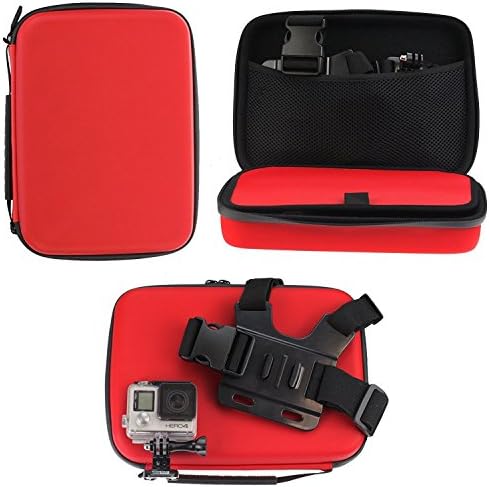 Navitech Red Shock Proof Hard Storage Case/Capa compatível com a câmera de bicicleta de bicicleta de ação à prova d'água CS710