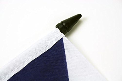 AZ Flag Bordize Table Bandal 5 '' x 8 '' - Bandeira da mesa de Belize 21 x 14 cm - Beck de plástico preto e base